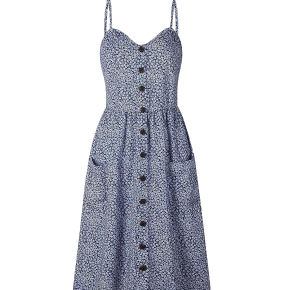 Blue and White Summer Midi Dress